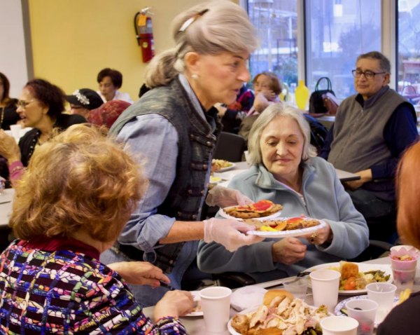Scenes from Thanksgiving 2017 at the Roosevelt Island Senior Center Joyce Short makes sure everyone has more than enough to eat